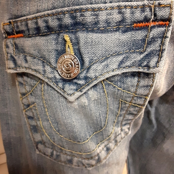 True Religion "Destroyed" Style with Orange & Yellow Stitching "Joey Jean" - Picture 7 of 14